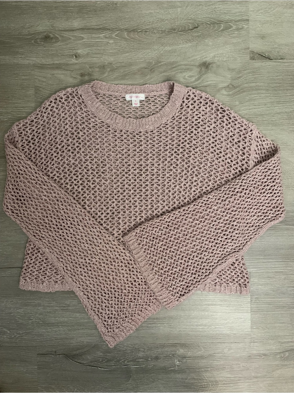 Xhilaration Open-Knit Crewneck Sweater - Mauve Pink